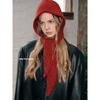 ins Little Red Riding Hood Autumn and Winter Straps Warm Balaclava Hat Stylish Vintage Pullover Ear Cap Women