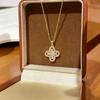 Korean Style Luxury Clover Titanium Necklace with Zircon - Stylish Women's Clavicle Chain