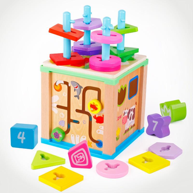 Children's Large Wooden Educational Bead Box: Multifunctional Toy for Early Intelligence Development