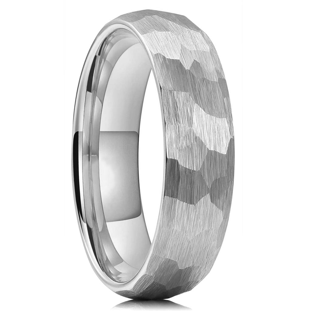 Hammered Multi-faceted Titanium Rings For Men Women Black Brushed Stainless Steel Couple Ring Wedding Engagement Jewelry
