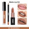 Matte 3-in-1 Lip Set: Lipstick, Liner & Gloss - Waterproof, Non-stick, No-fade