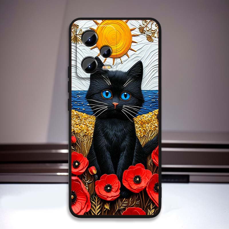 

Мультяшный Милый Кот Для Xiaomi Redmi Note 15 14 13 12 12S 11E 11 11S Pro Plus 4G 5G Черный Мягкий ТПУ Чехол Для Телефона Redmi Note 12 4G