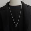 Men's Hip-Hop Titanium Steel Interlocking Double-Ring Necklace - Niche Design Sweater Chain Pendant for Women