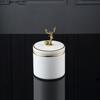 Ceramic Jar Storage Tank with Deer Cover Candy Jar Cotton Swab Box Food Container Snack Box Home Desktop Organizer Tissue Box