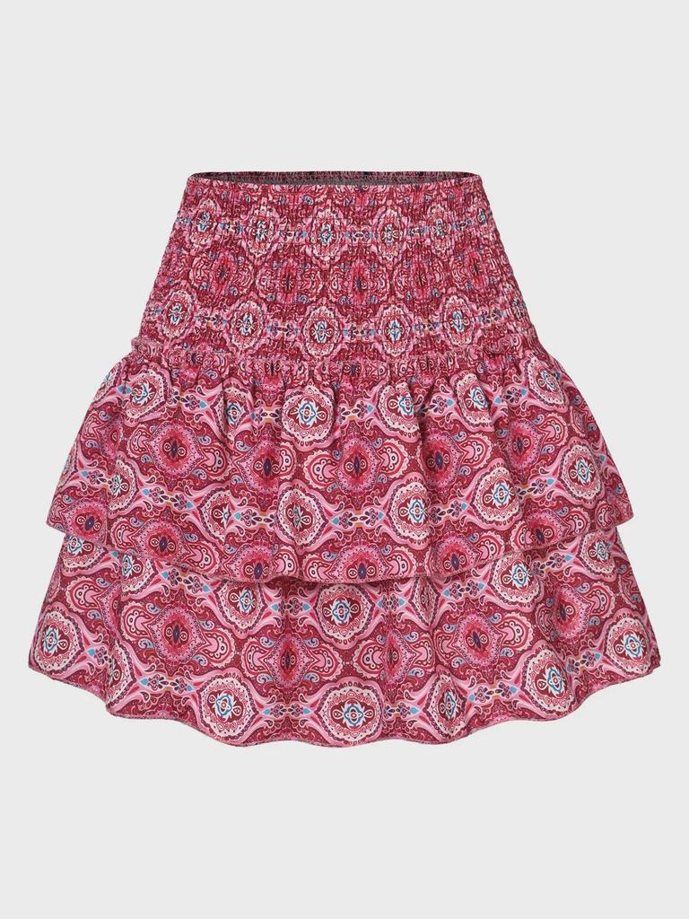 2023 Women's Pleated Ruffle Mini Skirt - Floral Print, 13 Colors Available