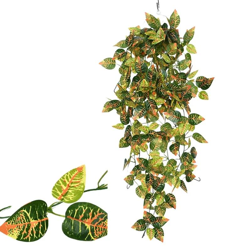 100cm Artificial Plant Creeper Wall Mounted Artificial Ivy Green Hanging Vine DIY Wreath Cover Pipeline Home Garden Decoration