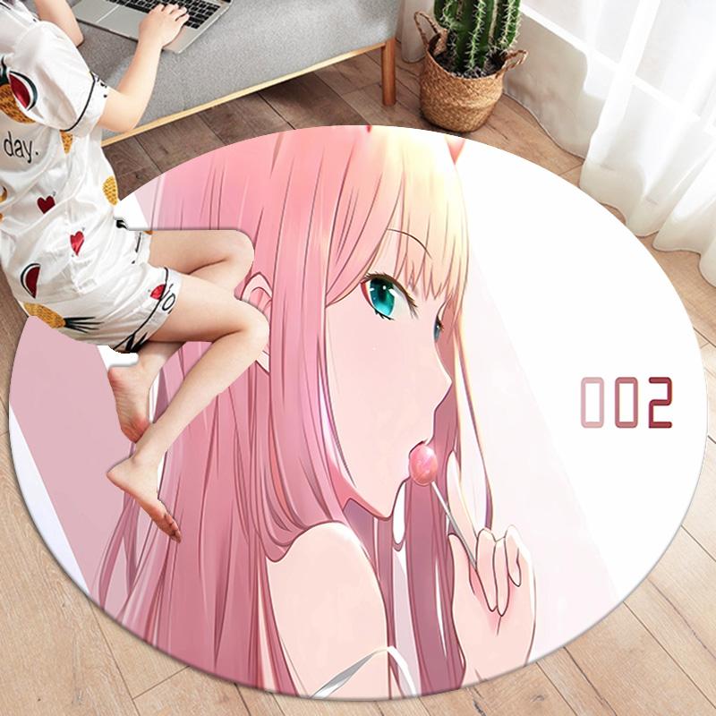 Franxx Round Area Rug Carpet Rug For Living Room Bedroom Sofa Playroom Decor Nonslip Floor Mat