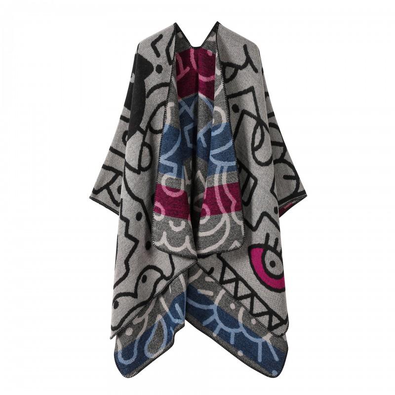 Womens Knitted Double-sided Thick Shawl Blanket Air Conditioner Room Warm Fashion Versatile Cape