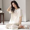 Pajamas women's summer thin Modal cotton short-sleeved cropped pants 1011 new floral loungewear cotton and silk suit