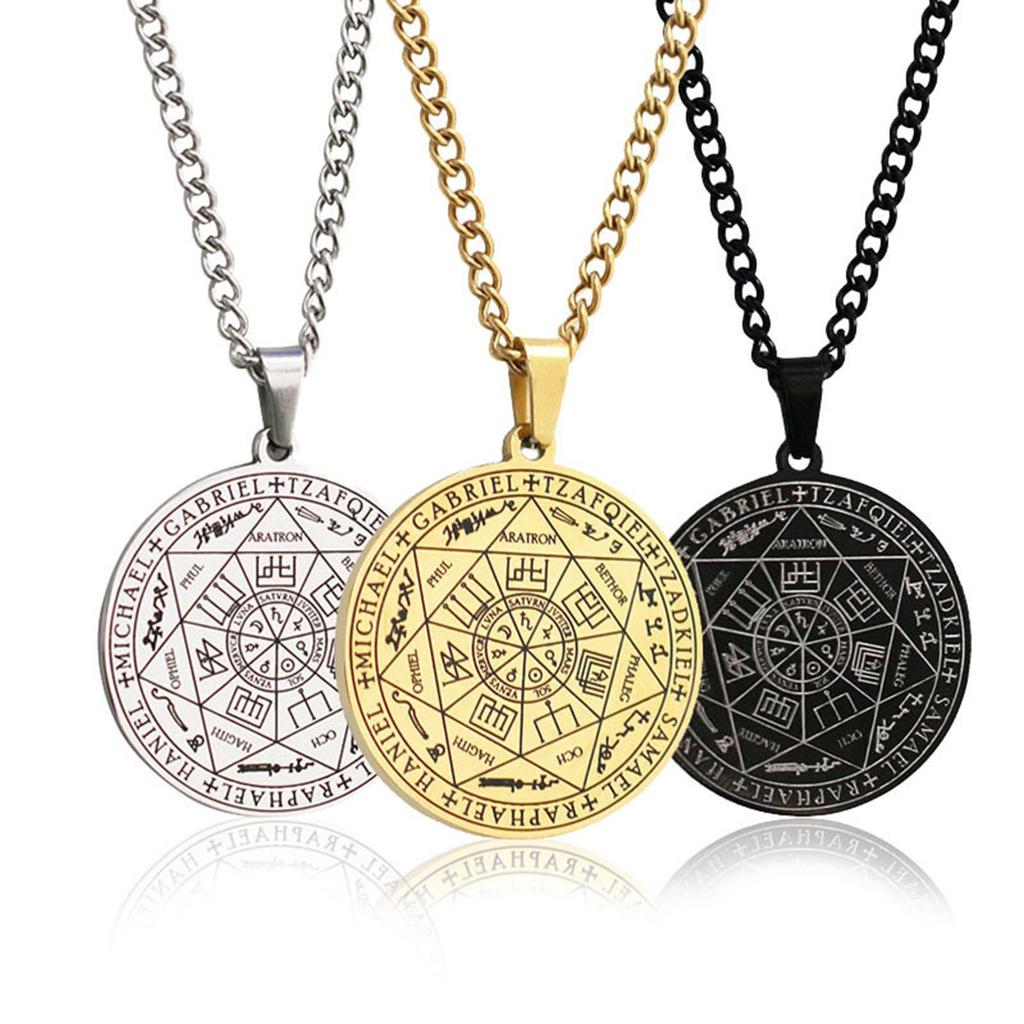 Catholic Amulet Seven Archangels Necklace Pendant Vintage Protect Charm Talisman Powerful Wealth Success Health Lucky Jewelry Unisex Men Women Alloy