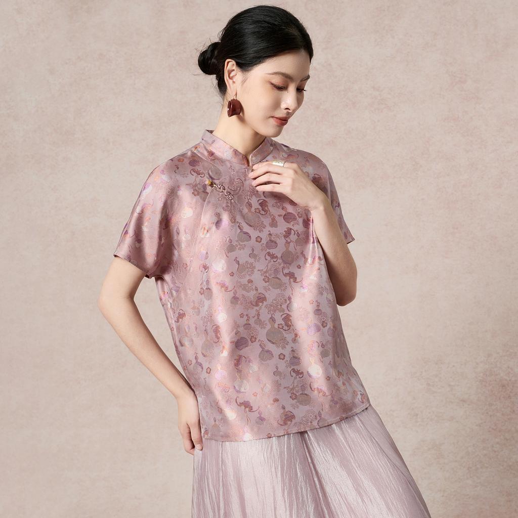 New Chinese style Xia Guang Jin Luo Xiang Yun Sha top