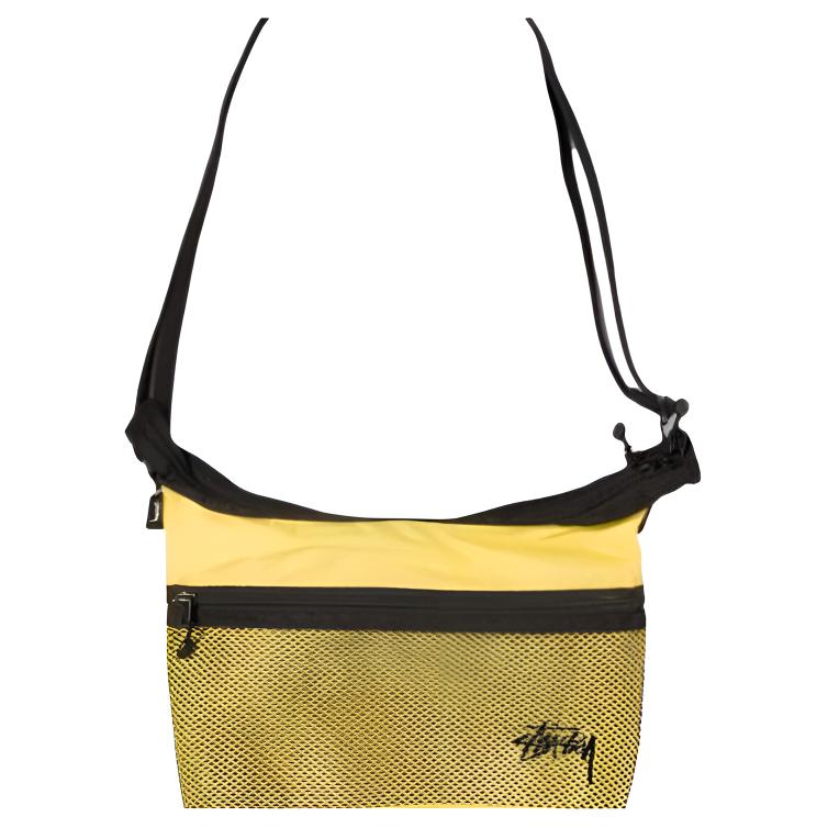 Stussy Letter Print Minimalist Fashion Fabric Crossbody Shoulder Bag Small Unisex bags Yellow SUSBG134212XD-YEX
