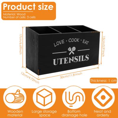 Holz Küche Besteck Caddy Organizer Besteck Besteckständer Halter mit 3 Fächern Abtropf Aufbewahrungsregal für Restauranttisch