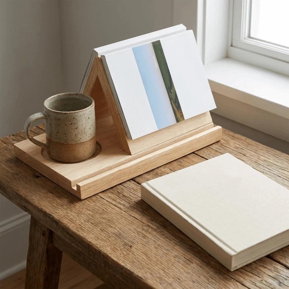 Supporto per Libri Triangolare 2 in 1 Supporto Decorativo per Lettura Minimalista Porta Riviste Arredamento per la Casa