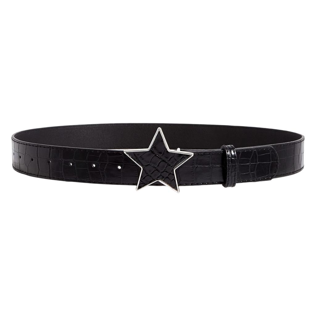 Urban Streetwear Waist Belt Adjustable Waist Strap with Star Accent PU Leather Waist Girdle Unisex Fashion Gift