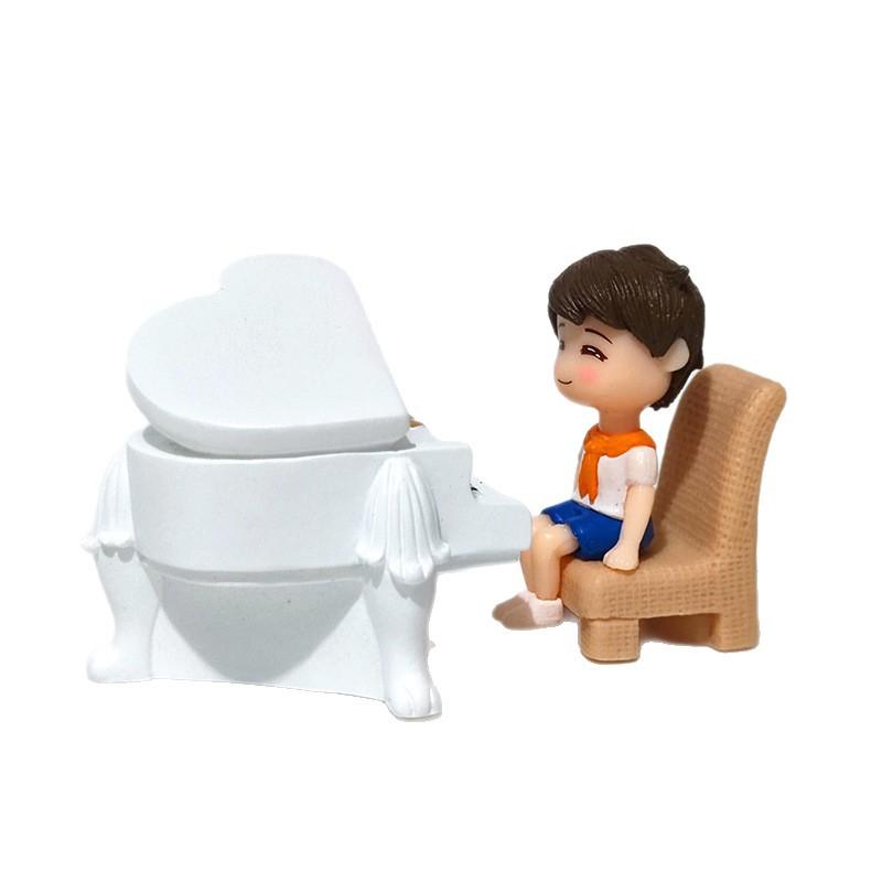 Miniature Piano Instrument Desktop Micro Landscape Decoration DIY Couple Figurines Valentine's Day Gift Ornament