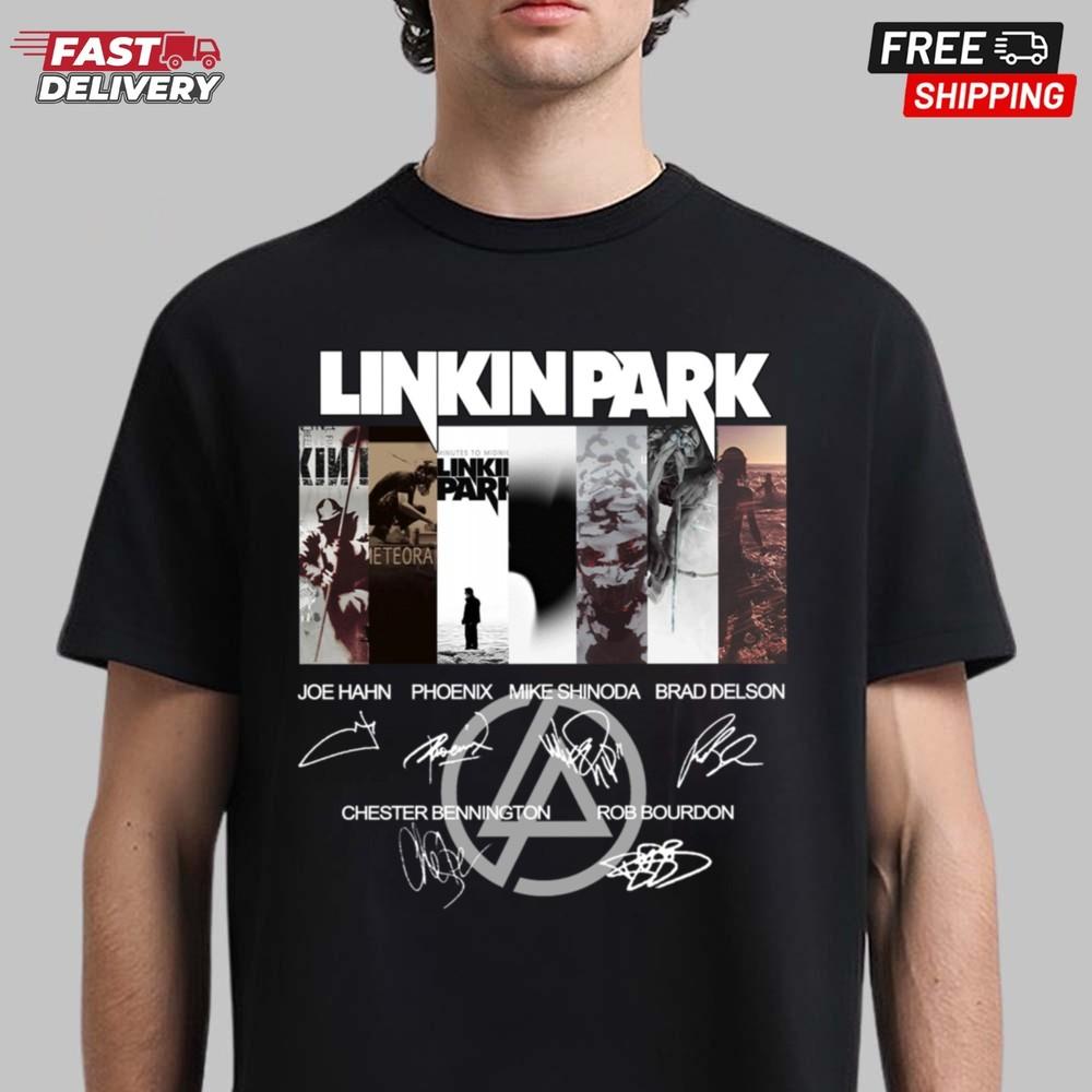 Футболка Rock Band Linkin Park, Футболка с логотипом и подписью, Подарок для фанатов, Унисекс футболка S