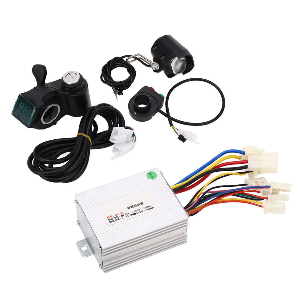 Electric Bike Conversion Kit 24V 500W Brushed Controller Thumb Throttle Headlamp and Switch for Scooters