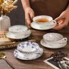 Bone China Coffee Cups and Saucers, 110ml Light Luxury Exquisite Tea Cup Floral Ceramics Home Office Tea Set, 1 Set