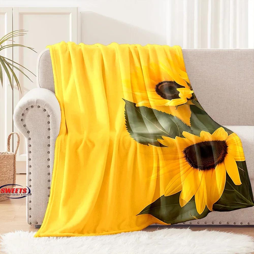 Jmg Household Supplies Unisex Coral 3D Printing Flower Theme Sunflowers Soft Flannel Blanket For Bed Bedroom Sofa Picnic,Throw Blanket For Cover Outdoor Leisure Nap