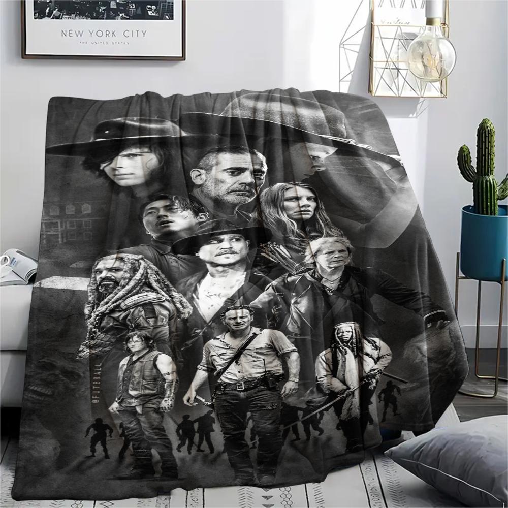 1Pc Walking Dead Print Flannel Blanket, High Quality Comfortable for All Seasons, Home Decor, Warmth and Comfort, Perfect for Gifts
