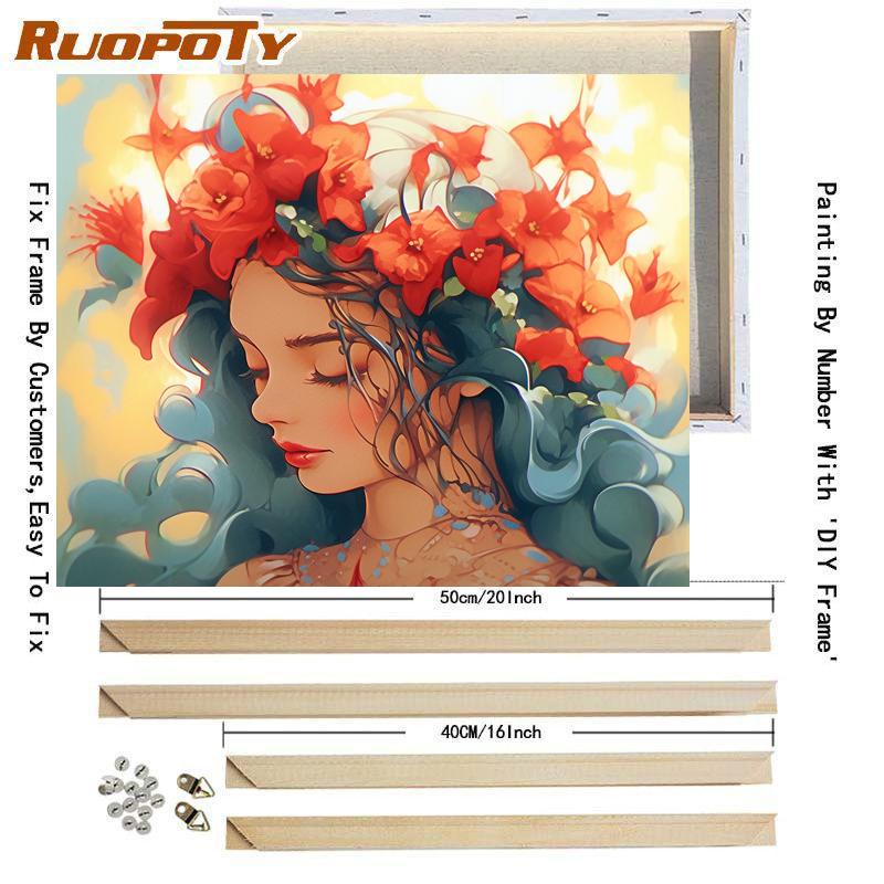 

Рамка «сделай сам», картина по номерам для стартового набора, женская мультяшная фигурка, изображение по номерам для взрослых, подарок «сделай сам», 40x50 см 40x50cm Diy Frame