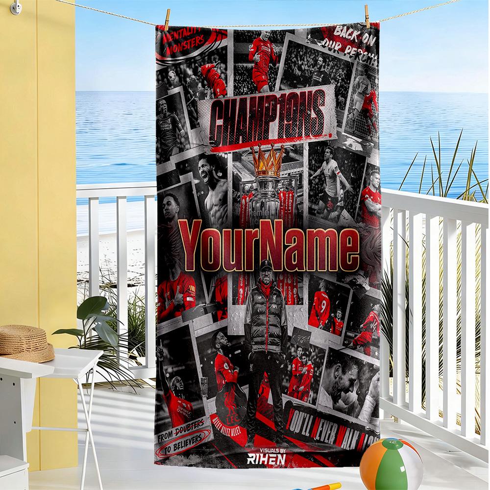 Liverpool Personalized Text Beach Towel High Absorbency & Quick-Dry Ideal for Travel Outdoor Swim Pool Yoga Surf Camping Hiking Gym Gift Holiday