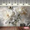 2D Flaches Banner Elegante Beige Pfingstrosenblumen Wandbild - Geeignet für die Dekoration von Wohnzimmern, Schlafzimmern, Büros und Geburtstagsfeiern
