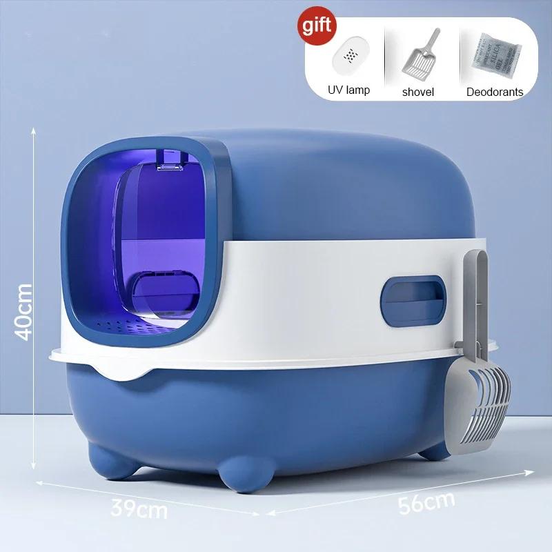 

Полностью закрытый лоток для кошачьего туалета большой вместимости, стерилизованный УФ-излучением, песочница для котят, устранение запаха, кошачий туалет, съемный кошачий поддон, лоток для наполнителя 56x40x39cm