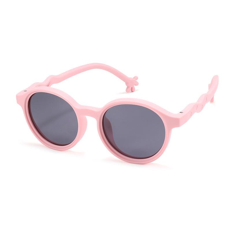 Cute Cartoon Silicone Sunglasses Round Frame Polarized Uv Protection Kids Shades Jc119 Yellow Frame розовый