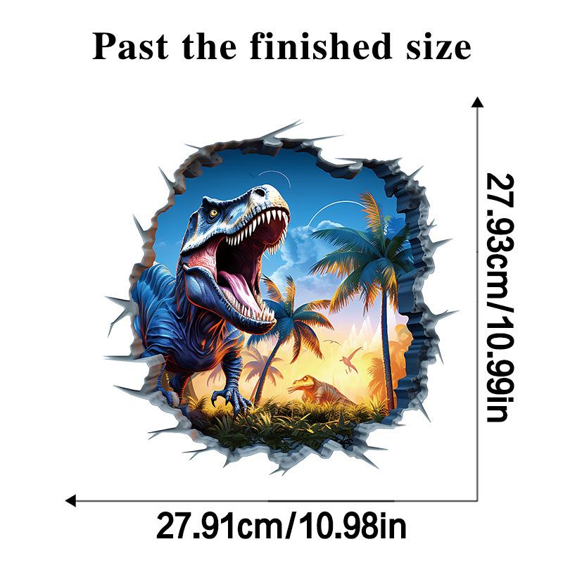 3D Dinosaurier Wandsticker für Kinderzimmer Kindergarten Schlafzimmer Wanddeko Wasserdichte Vinyl Toilettenaufkleber für Mülleimer Kreative Abziehbilder