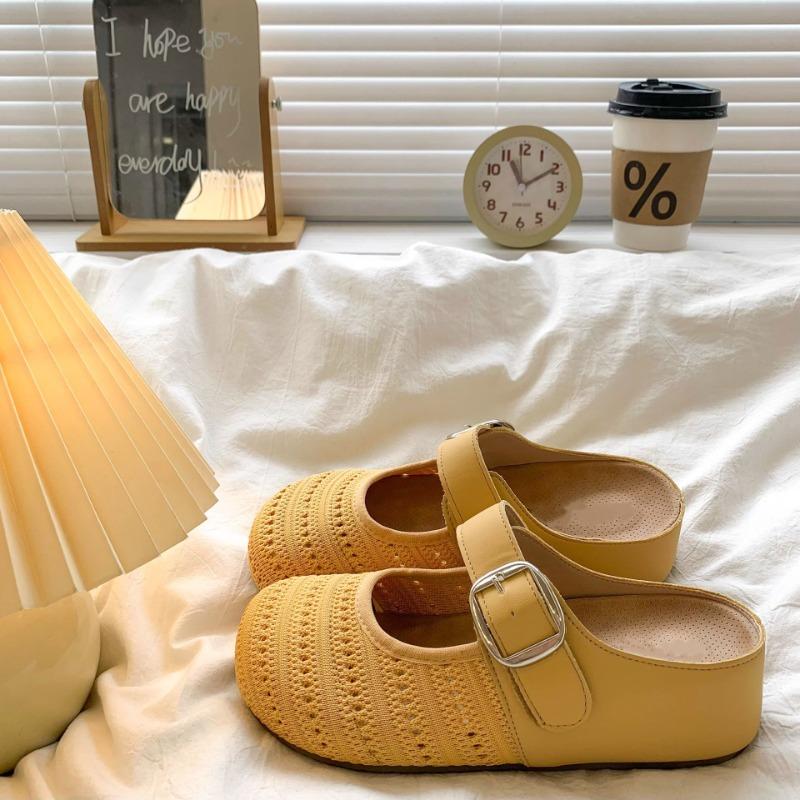 Thick-soled Inner Heightening Bag Head Half Slippers Women Wear New Summer Hollow Sandals One Pedal Sandals