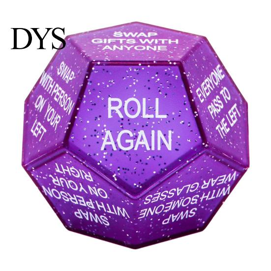 White Elephant Gift Exchange Dice Santa Swap Dice, Christmas Stocking Stuffers Dodecahedral Glitter Multi-sides Game for Present Party Supplies