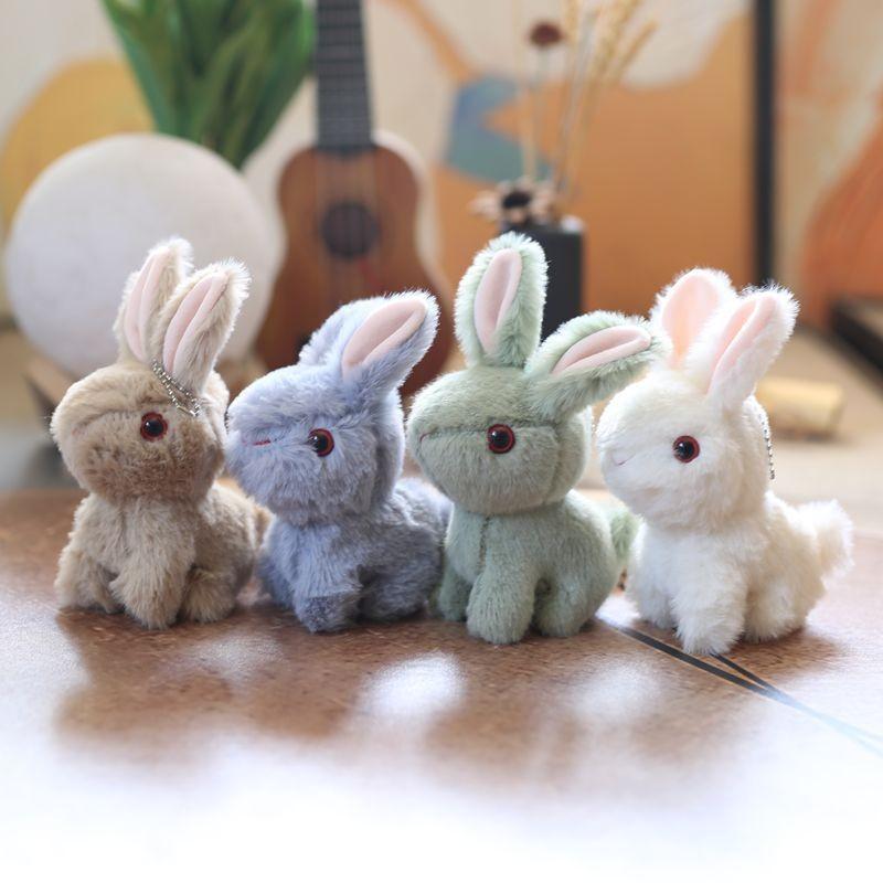 White Cute Cartoon Rabbit Plush Keychain Short Bag Decoration Kids Gift Doll