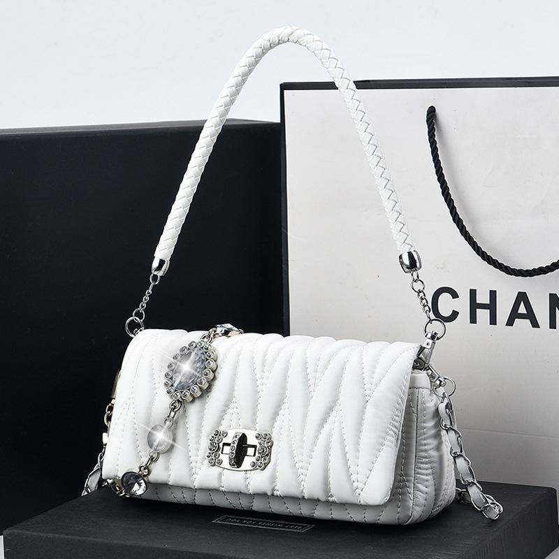 

New Fashionable and Versatile Fairy Bag, Rhinestone Chain Bag and Hand-held Bag белый