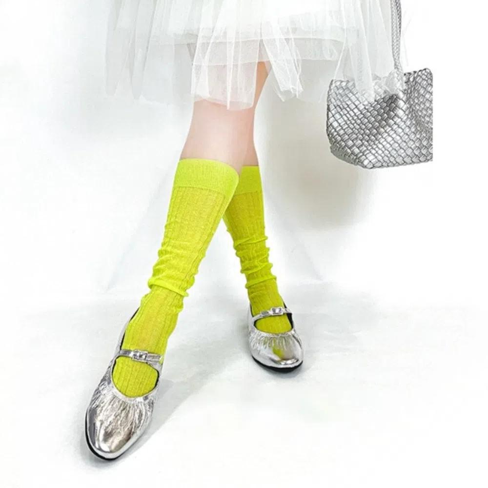 Thin Thin Long Socks Lolita Mid-tube Stocking Korean Ins Knee High Socks  Ballet