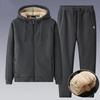 Men's Winter Plus Size Casual Warm Sets Hooded Fur Jacket + Pants Two Piece Set