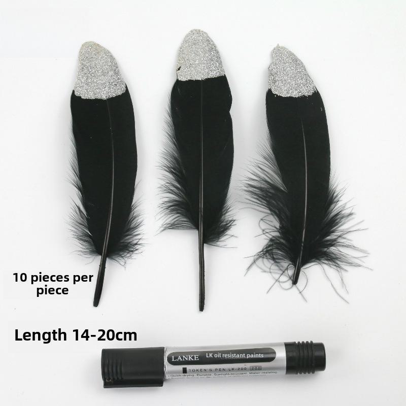 DIY Feather Jewelry Accessories: Large Floating Gold Feather, Small Straight Knife, Spray Gold Gradient Feather