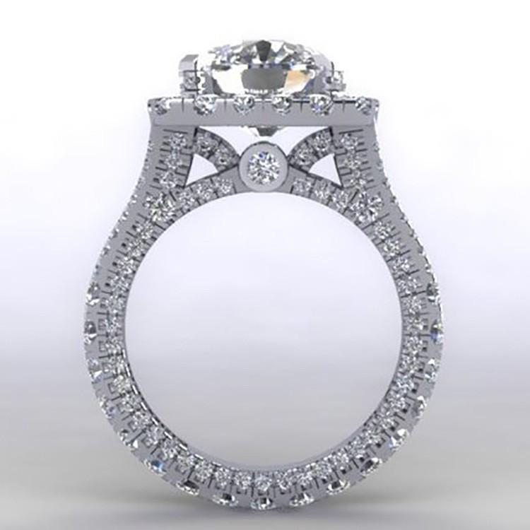 Jianjie European-American Style White Zircon Women's Engagement Wedding Bride Ring