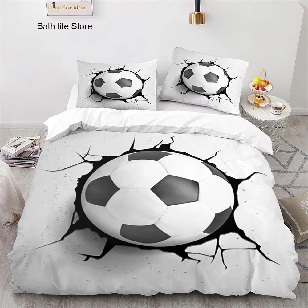 Anime Football Bedding Set Ball Sport Duvet Cover Set Double Queen King Twin Full Size Boys Teens Soccer Duvet Cover 2/3pcs Gift