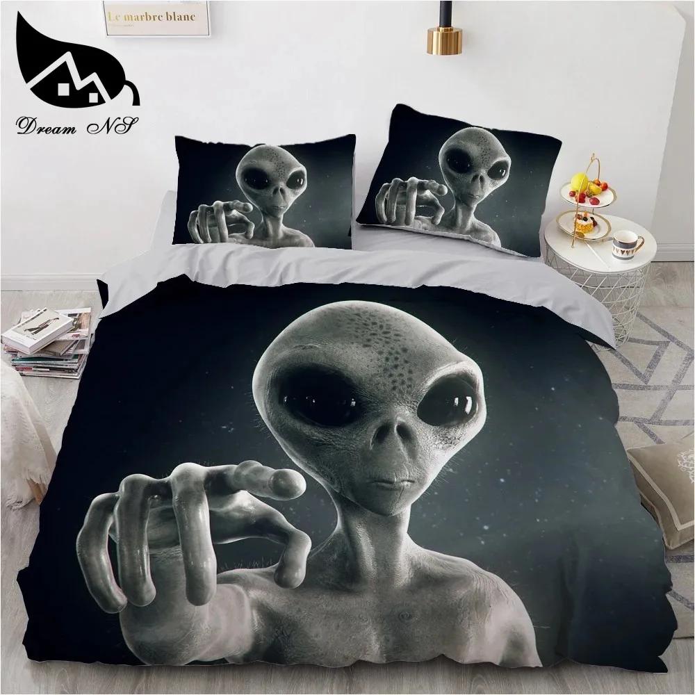 Psychedelisches Alien Bettbezug Set Queen Alien Schädel Bettwäsche Set Psychedelischer Weltraum Aquarell Bunt Queen Size Tagesdecke Alien Geschenk