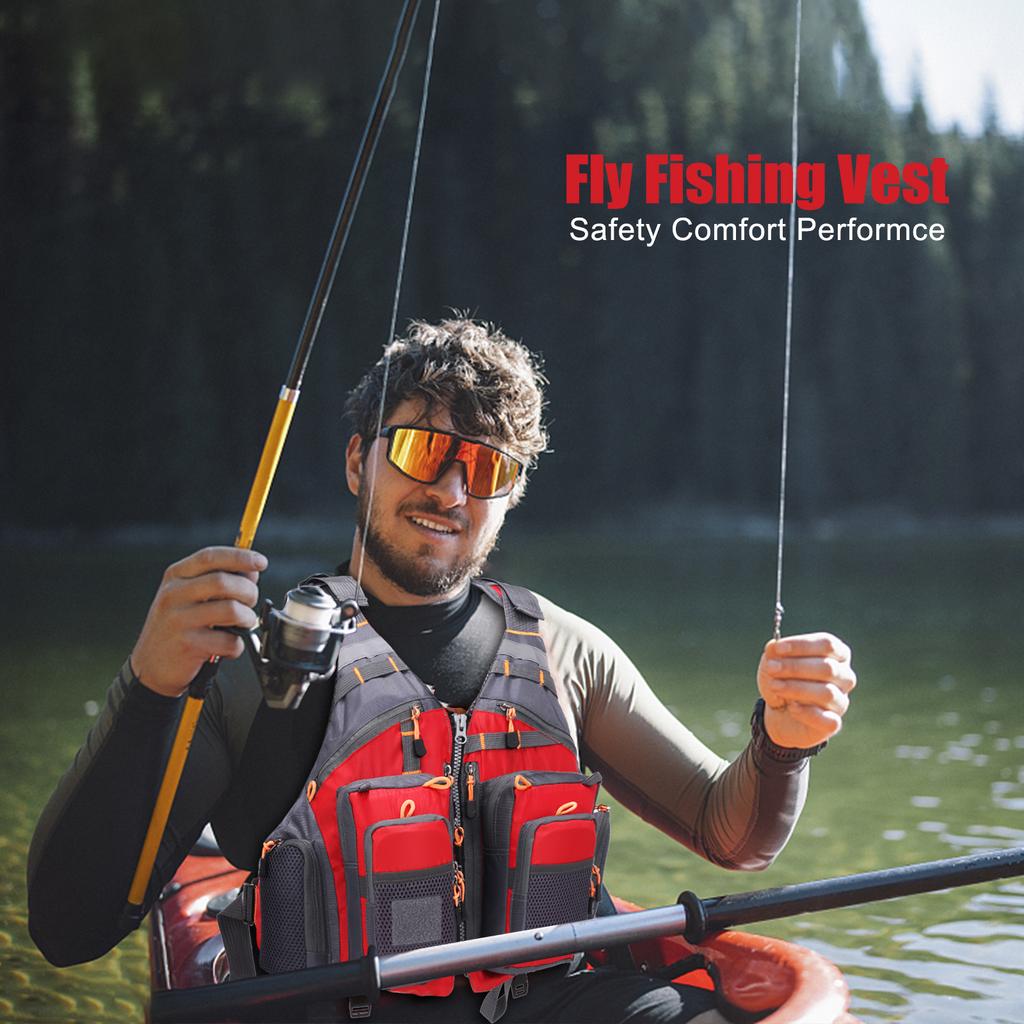 Outdoor Breathable Padded Fishing Life Vest Superior 209lb Bearing Life Safety Jacket Swimming Sailing Waistcoat Utility Vest