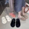 Premium Thick-soled Fluffy Slippers Women Spring and Summer Wear Fashion Internet Celebrity Fluffy Slippers Heightening Cotton Slippers Autu