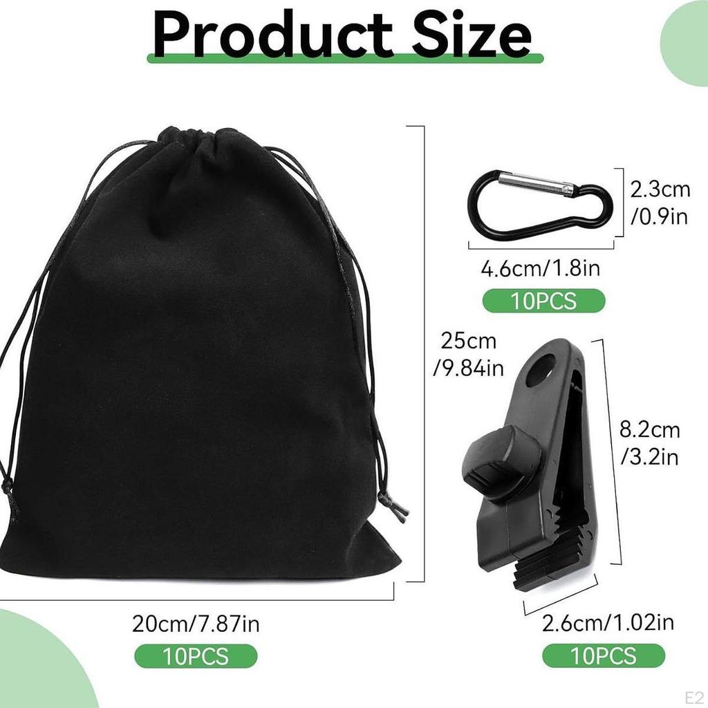10 Stück Vorhanggewichte Set mit Clips und Karabinerhaken Mehrzweck Sandsack Vorhang beschwert