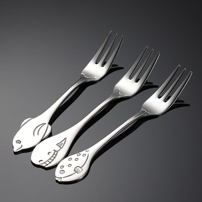 304 Stainless Steel Ocean Fish Fork Spoon Coffee Stirring Stick Dolphin Whale Series Creative Children's Western Tableware