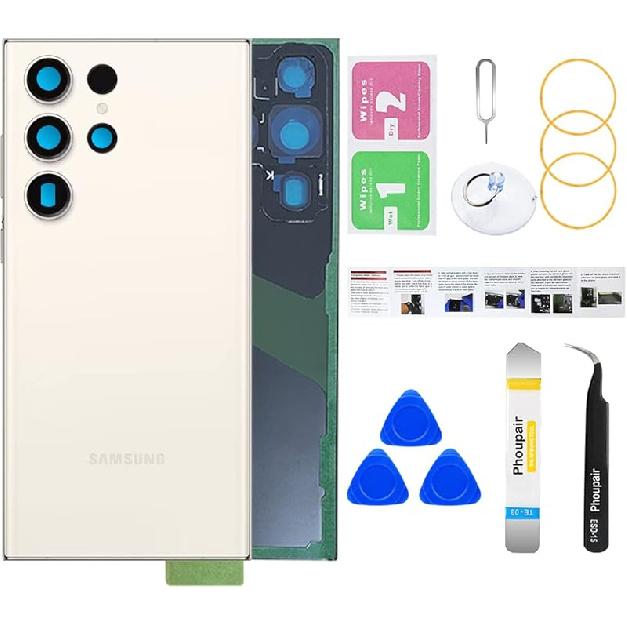

Замена заднего стекла для Samsung Galaxy S23 Ultra с профессиональным набором инструментов для ремонта (лаванда) кремовый