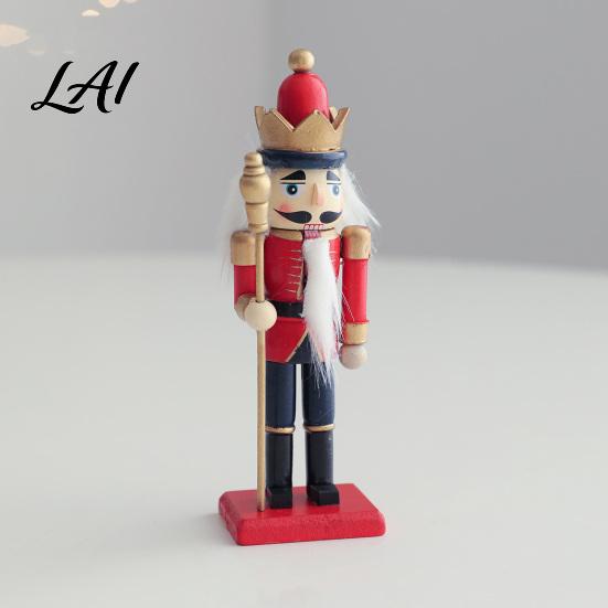 Decorative Wooden Nutcracker Soldier Figurine Handcrafted Solid Wood Christmas Tabletop Ornament Holiday Table Decor for Desk And Bookshelf