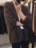 Women's Retro V-Neck Wool Cashmere Cardigan - Autumn/Winter Mid-Length Loose Fit.