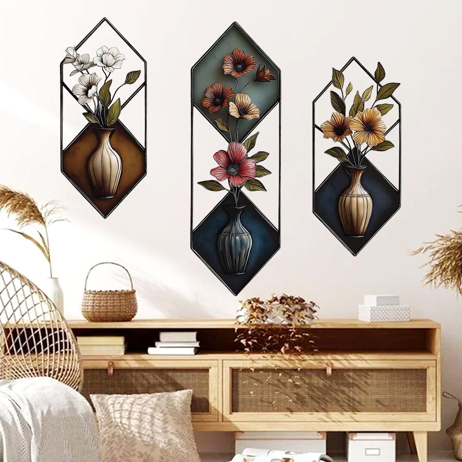 Imitation Wall Painting Realistic Vase Self-adhesive Wall Stickers Home Decoration for Living Room Bedroom Wall Art Decals