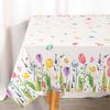 Spring Tulip Lavender Tablecloth, Disposable Seasonal Spring Summer Floral Butterfly Kitchen Dining Table Decoration for Home